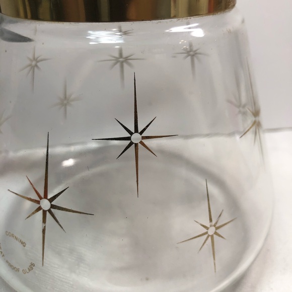 Vintage MCM Pyrex Corning 1960s Atomic Star Burst 4 Cup Coffee Pot Carafe - Picture 2 of 14